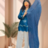 3 Piece Stitched Lawn Suit for Women in Elegant Navy Blue
